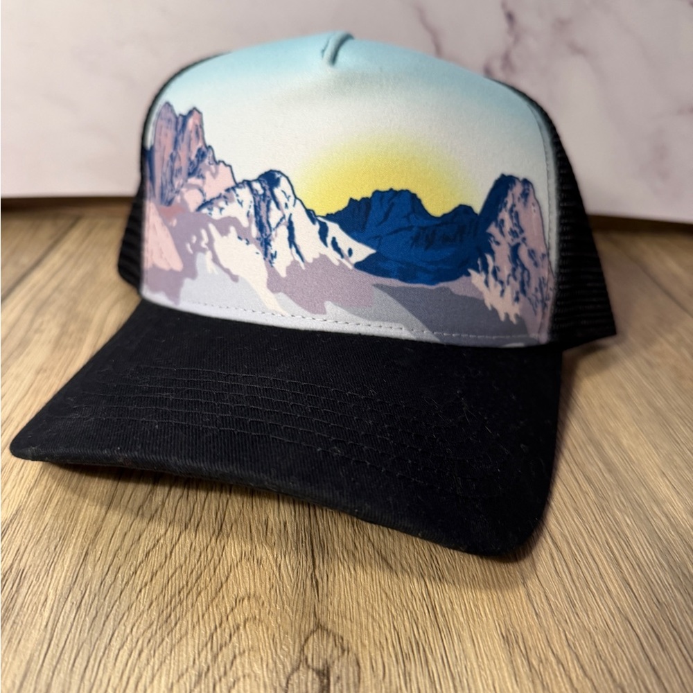 SOLD Mountain Attire Trucker Hat – Mountain Sunrise – New